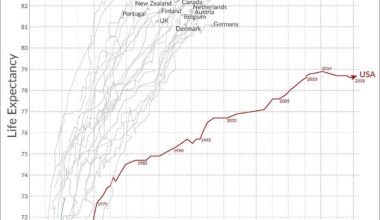 USA vs other developed countries: healthcare expenditure vs. life expectancy