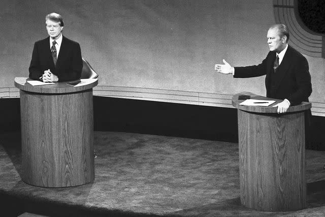 Universal History Archive/Getty Jimmy Carter and Gerald Ford participate in a televised debate during the 1976 presidential election