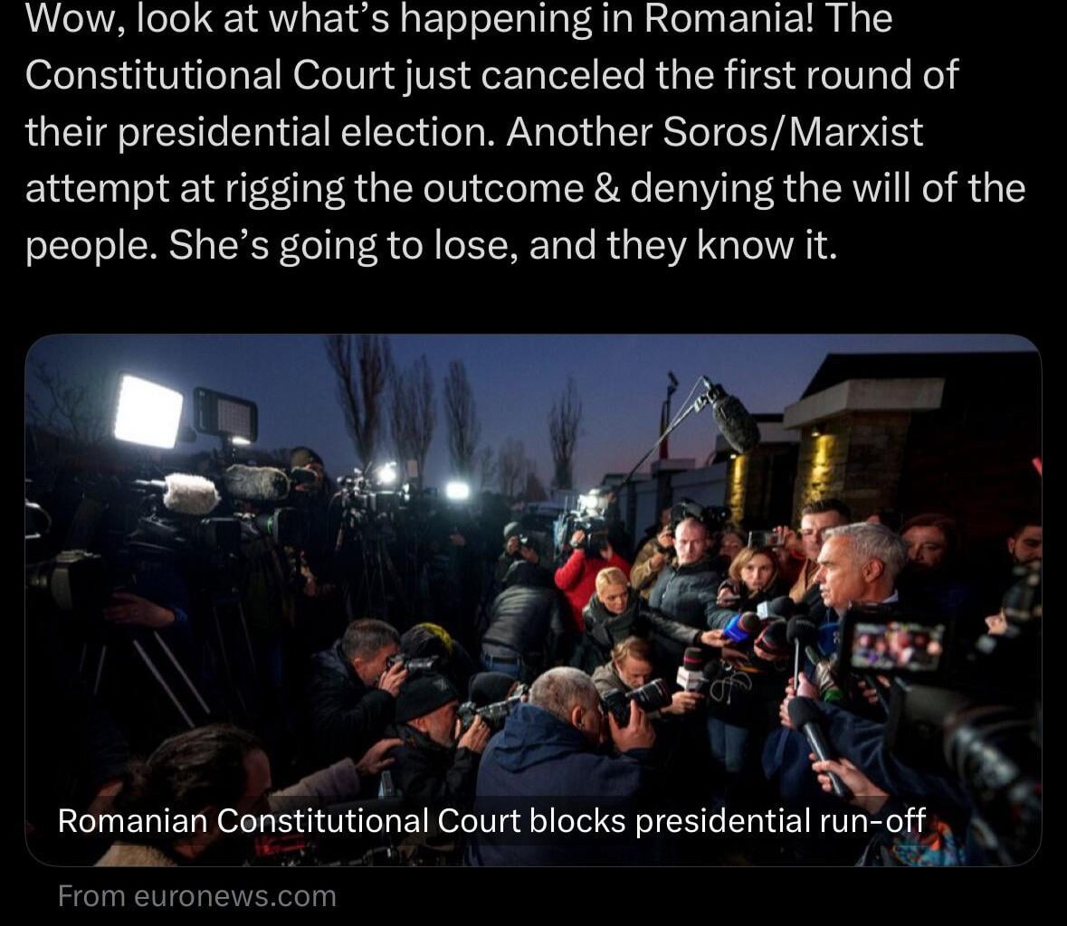 Donald Trump Jr. about the cancelled election in Romania