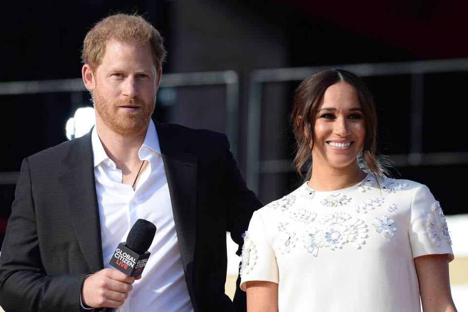 Prince Harry, Meghan Markle on stage for Global Citizen Concert 2021 NYC - Part 2, The Great Lawn in Central Park, New York, NY September 25, 2021.