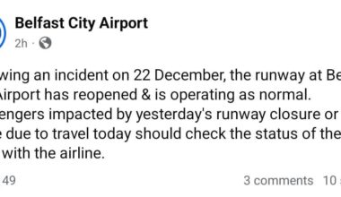 Belfast City Airport runway reopened