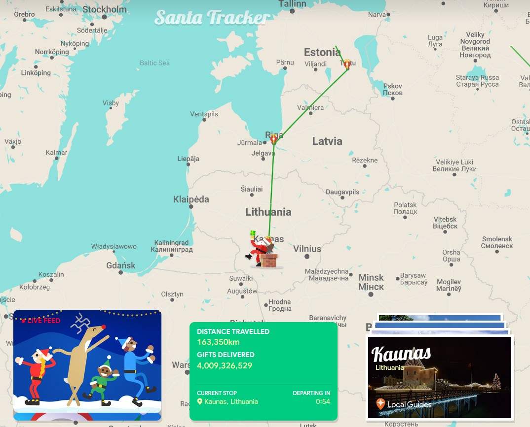Google: Kalėdų Senelis jau prasuko pro Lietuvą