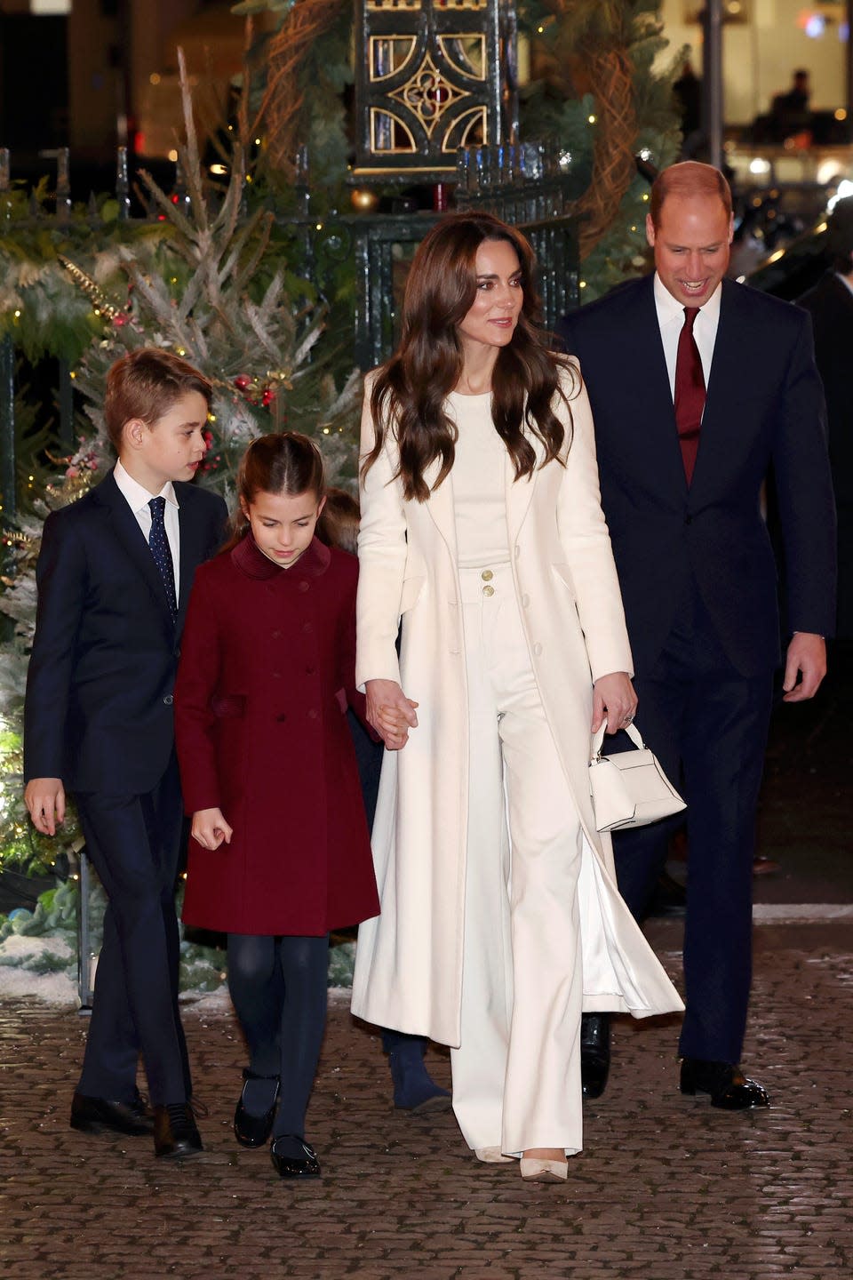 london, england december 08 prince george of wales, princess charlotte of wales, catherine, princess of wales and prince william, prince of wales attend the together at christmas carol service at westminster abbey on december 08, 2023 in london, england spearheaded by the princess of wales, and supported by the royal foundation, the service is a moment to bring people together at christmas time and recognise those who have gone above and beyond to help others throughout the year photo by chris jacksongetty images