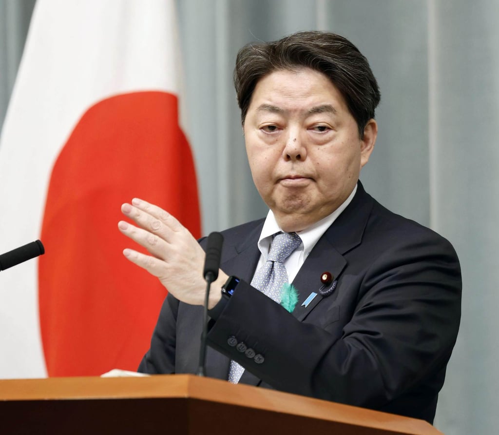 Japanese Chief Cabinet Secretary Yoshimasa Hayashi says his government will “take appropriate steps” to help its citizens detained in Belarus. Photo: Kyodo Japanese Chief Cabinet Secretary Yoshimasa Hayashi says his government will “take appropriate steps” to help its citizens detained in Belarus. Photo: Kyodo