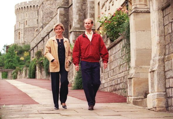 A then Sophie Rhys-Jones with Prince Edward in 1999