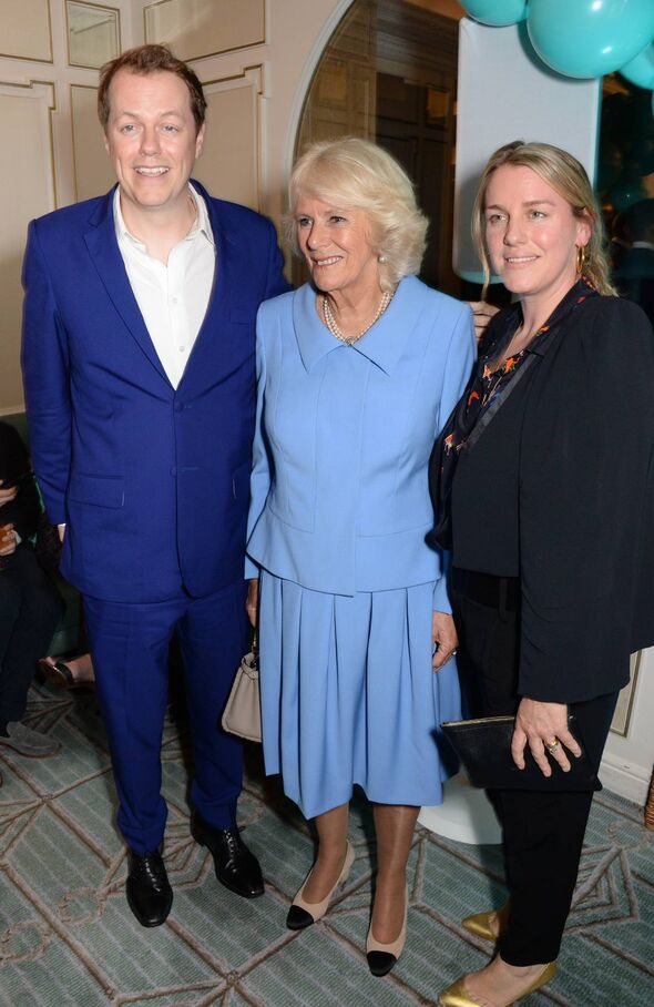 LONDON, ENGLAND - OCTOBER 17:  (L to R) Tom Parker Bowles, Camilla, Duchess of Cornwall, and Laura Lopes attend the launch of the 