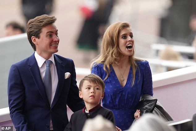 Princess Beatrice's stepson Wolfie made his first official appearance at a royal family event when joining Beatrice and Edo at the Platinum Jubilee Pageant today