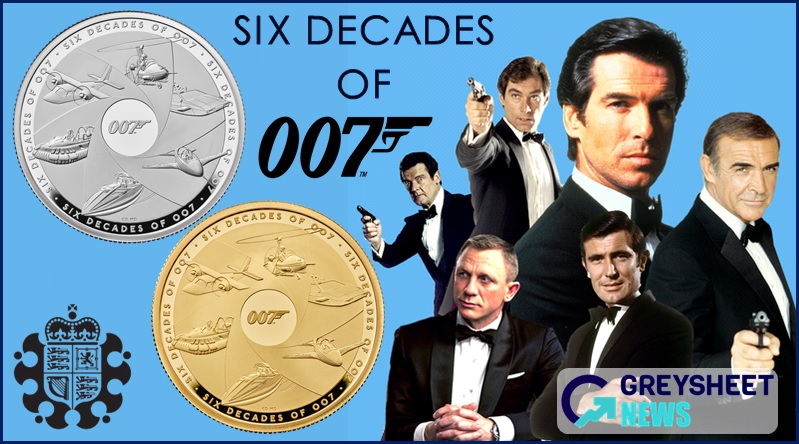 enlarged image for United Kingdom: New Gold And Silver Proof Completer Coins Mark Six Decades Of 007 With Montage Design