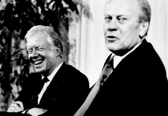 Monica Almeida/NY Daily News Archive via Getty Presidents Jimmy Carter and Gerald Ford at Columbia University