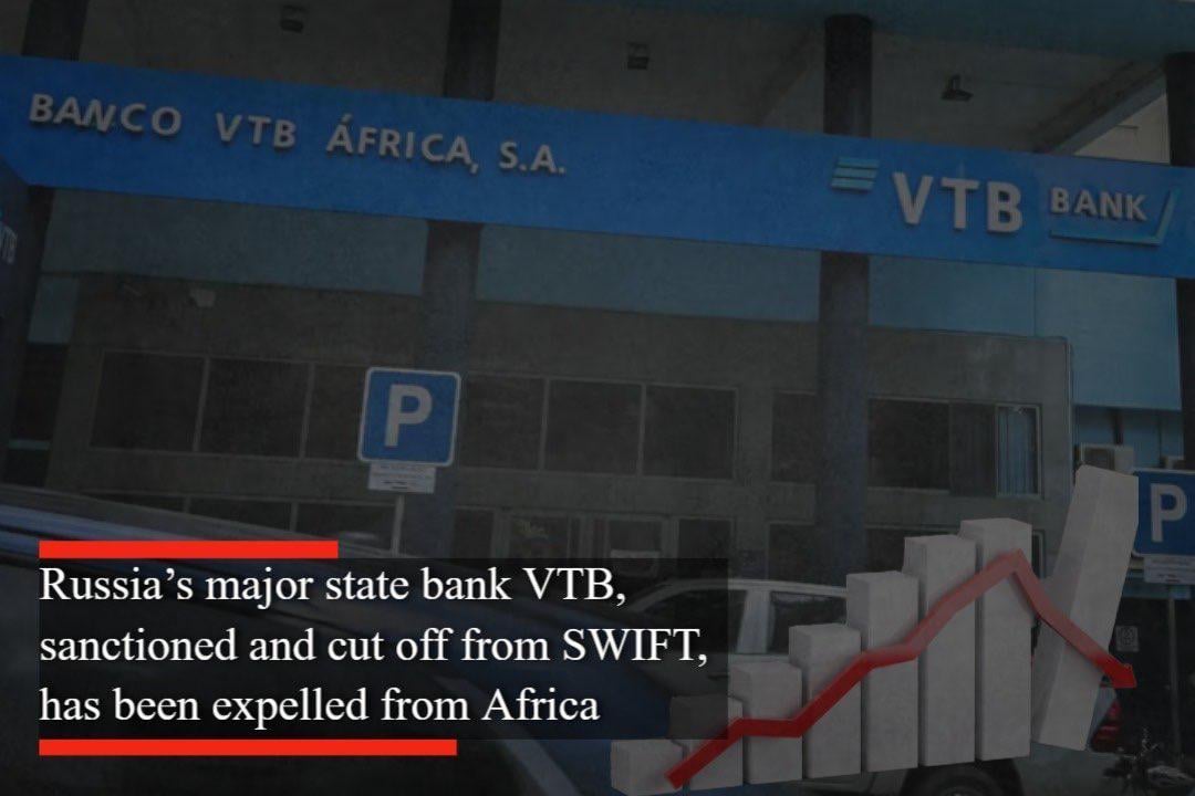 Russian bank VTB, sanctioned and disconnected from SWIFT, is closing its only African subsidiary, Banco VTB Africa SA in Angola. It faced similar issues in the UK and Germany. The state bank lost control of VTB Capital and VTB Bank (Europe) and shut down its business in Georgia.
