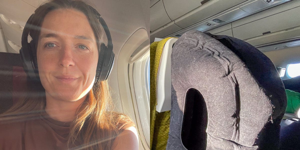 Trying Long-Haul Flight Products: Foot Hammock, Inflatable Pillow