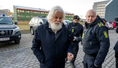 Anti-whaling activist Paul Watson arrives for a court hearing in Nuuk, Greenland, on October 2, 2024. A Greenland court on Wednesday extended the detention of Watson for three more weeks, pending a decision on his extradition to Japan, where he is wanted over a clash with whalers. For the third time since the 73-year-old US-Canadian campaigner