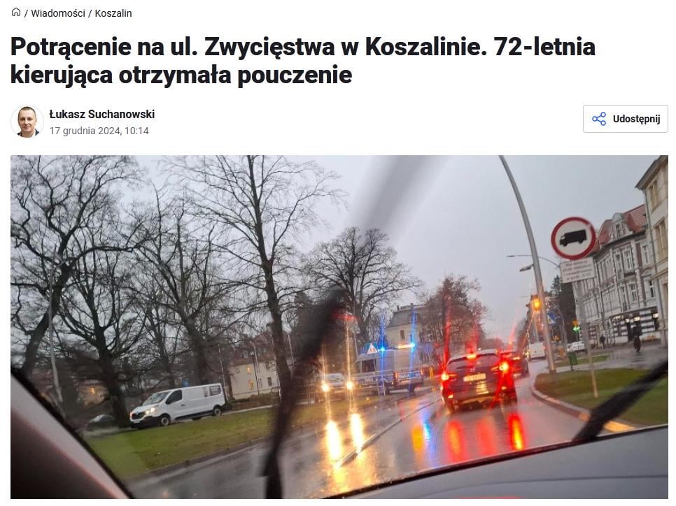 Halo, babciu! Tutaj, to ja mówię, policjant! Słyszy mnie babcia? Widzi mnie babcia? Proszę nie rozjeżdżać ludzi na pasach! No, żeby mi to było po raz ostatni!