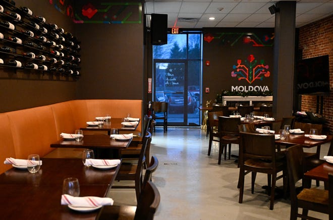 A look at the dining room inside Moldova in Newton, Dec. 19, 2024. Seating at the restaurant increased from 20 to 88 after owners invested in a 2019 expansion.