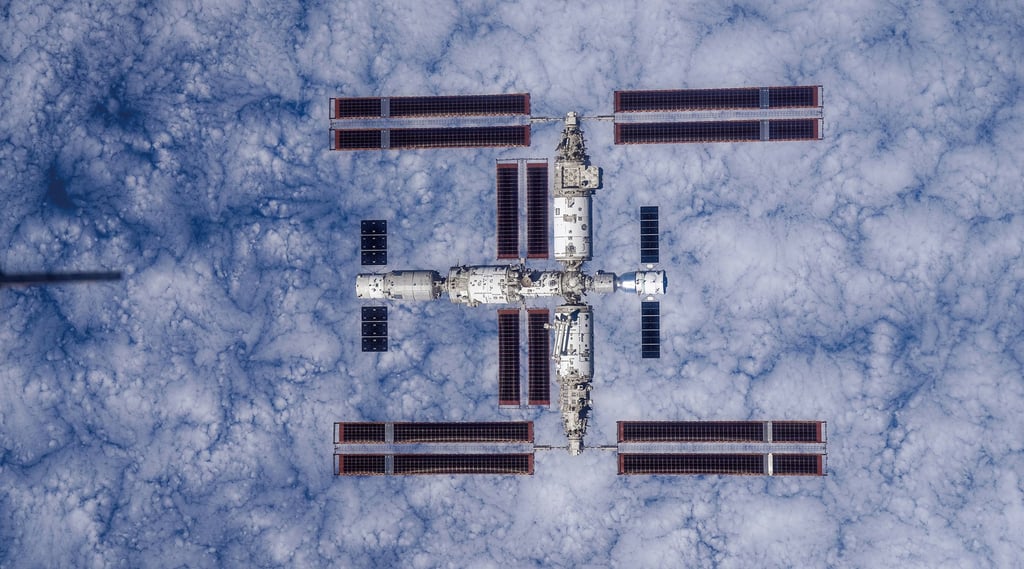 One of the first panoramic shots of China’s Tiangong space station, taken by a Shenzhou-16 mission astronaut in October. Photo: CMSA
