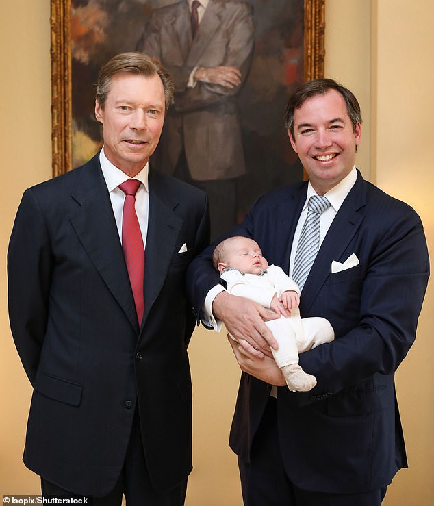 Grand Duke Henri of Luxembourg is pictured with his son, Prince Guillaume and his grandson, Prince Charles in 2020