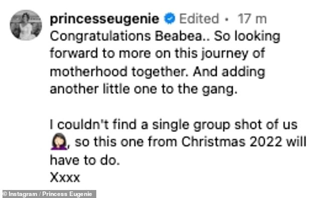 She penned a sweet congratulations message using her sister's nickname