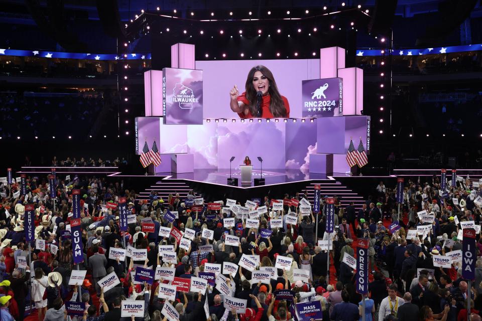 Kimberly Guilfoyle speaks during the 2024 Republican National Convention at the Fiserv Forum in Milwaukee, Wisconsin on July 17, 2024. / Mike Segar / REUTERS