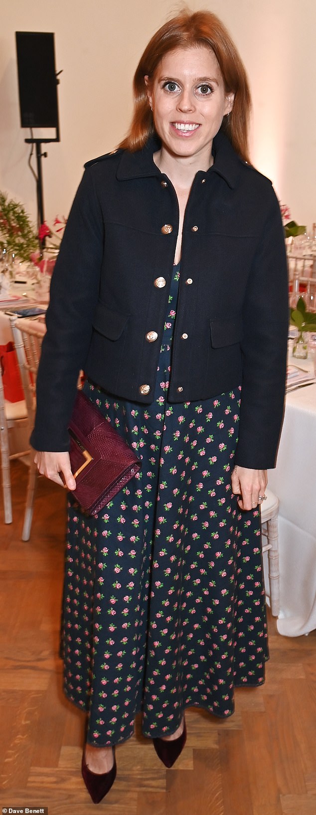 A pregnant Princess Beatrice beamed at a London event this afternoon - one week after announcing that she is having a second child
