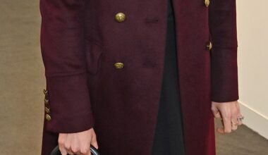 A pregnant Princess Beatrice, pictured, put her best fashion foot forward in an autumnal outfit today