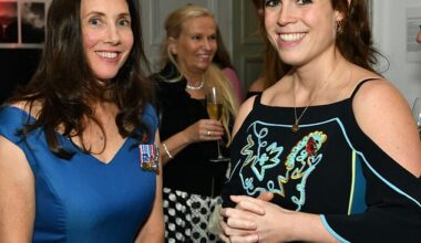 Princess Eugenie (right), 34, beamed as she attended the Royal British Legion's Poppy Ball dinner on Thursday night ahead of Remembrance Day on Monday