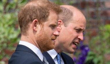 Princes Harry and William during the unveiling of a statue they commissioned of their mother Diana, Princess of Wales in 2021