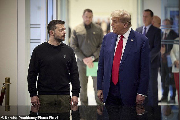 Volodymyr Zelensky with US President-elect Donald Trump at Trump Tower in New York in September