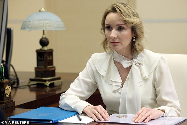 Malofeyev this year married Maria Lvova-Belova (pictured), a close Putin ally wanted by the International Criminal Court for the alleged abduction of Ukrainian children