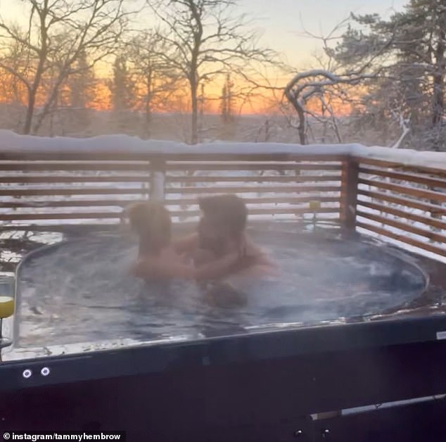 She also packed on the PDA with her new husband Matt as he joined her in the hot tub during their very romantic getaway