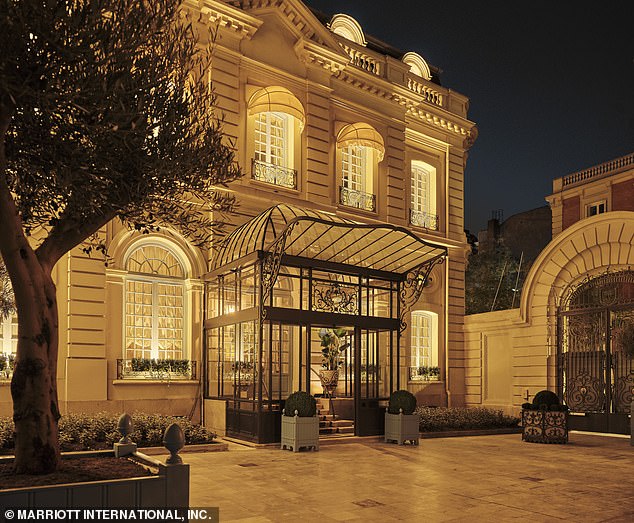 Accompanied by their security team, the family are said to have stayed at the lavish Hotel Santo Mauro (pictured) for their private mini-break