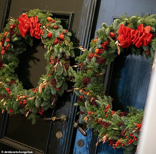 Amalienborg Palace is tastefully decorated with wreaths
