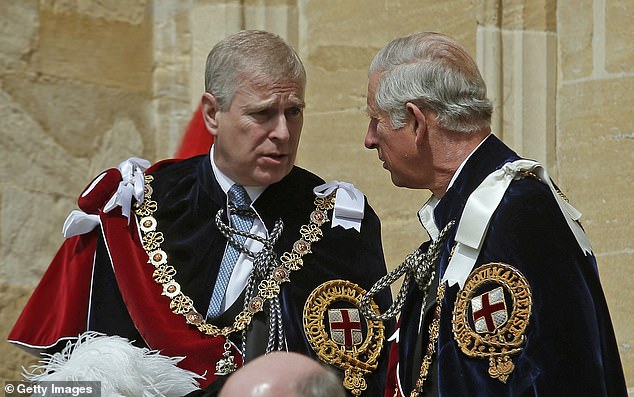 Prince Andrew, Duke of York and Prince Charles, Prince of Wales attend the Order of the Garter Service at St George's Chapel in Windsor Castle on June 15, 2015 in Windsor, England
