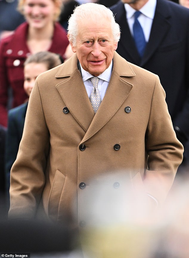 King Charles at Sandringham on Christmas Day. Eleanor was able to stay after the KIng followed the example of his late mother, Queen Elizabeth, who permitted Meghan Markle to join the festive gathering in 2017