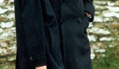 Prince William is pictured in 1993, aged 11, wearing a long coat to the Sandringham Church service, accompanied by his father Prince Charles