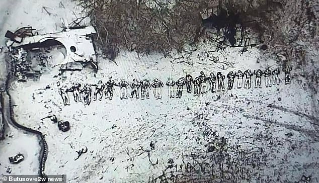A macabre image is believed to include dead North Koreans killed fighting for Russia in Kursk region