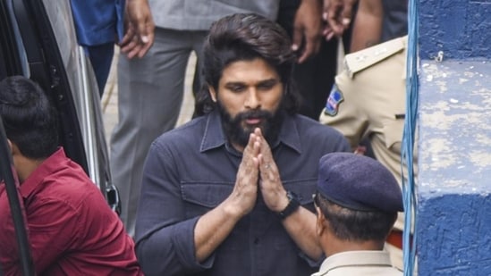 Latest entertainment news on December 28, 2024: Actor Allu Arjun arrives at the Chikkadpally police station for questioning as part of an ongoing probe into the stampede during the screening of Pushpa-2 in Hyderabad, on Tuesday. (PTI) Latest entertainment news on December 28, 2024: Actor Allu Arjun arrives at the Chikkadpally police station for questioning as part of an ongoing probe into the stampede during the screening of Pushpa-2 in Hyderabad, on Tuesday. (PTI)