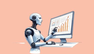 A robot analyzing data (Julius AI Review)