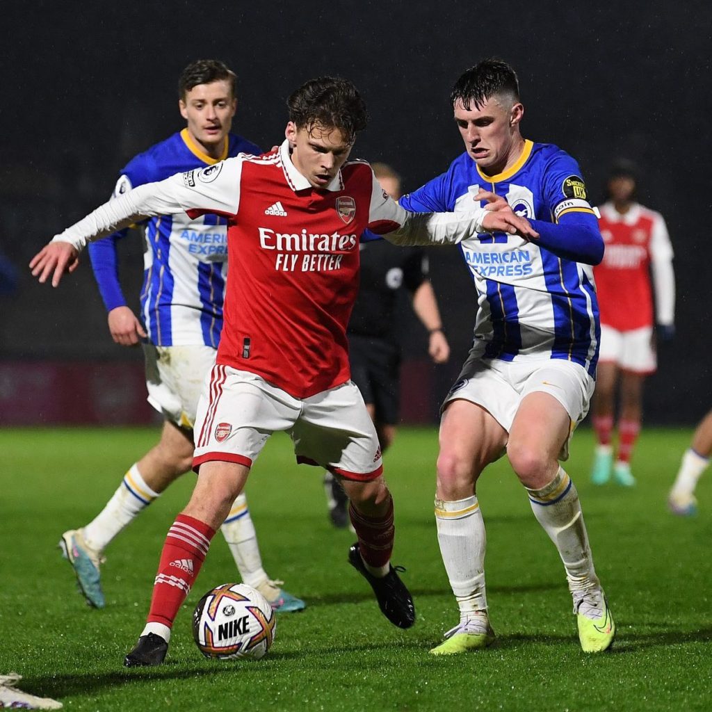 Ben Cottrell playing for the Arsenal u21s (Photo via Cottrell on Instagram)