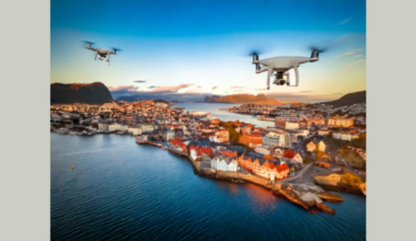 Drones flying in Norway, image generated by AdobeFireFly, December 2024 (Photo: Thales)