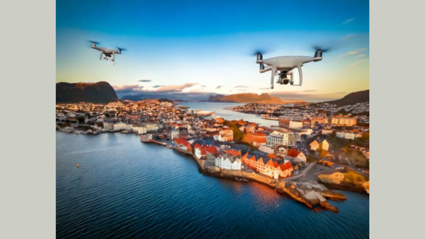 Drones flying in Norway, image generated by AdobeFireFly, December 2024 (Photo: Thales)