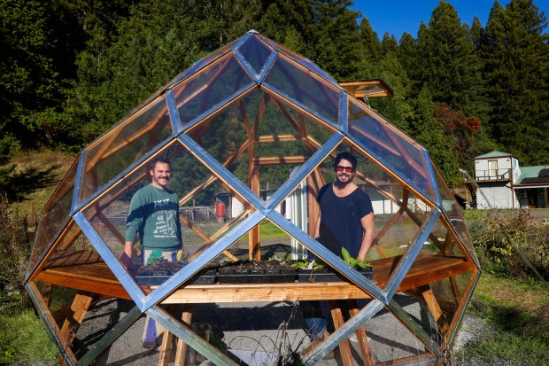 Solar Punk Farms cofounders Spencer Scott, left, and Nick Schwanz...