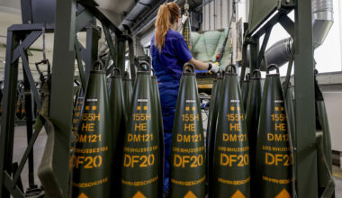 155-millimeter artillery ammunition is manufactured at Rheinmetall