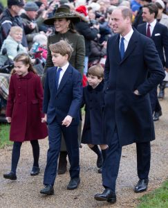 Prince William, Prince of Wales and Catherine, Princess of Wales with Prince George of Wales, Princess Charlotte of Wales and Prince Louis of Wales attend the Christmas Day service at St Mary Magdalene Church on December 25, 2022 in Sandringham, Norfolk. King Charles III ascended to the throne on September 8, 2022, with his coronation set for May 6, 2023. (Photo by UK Press Pool/UK Press via Getty Images)
