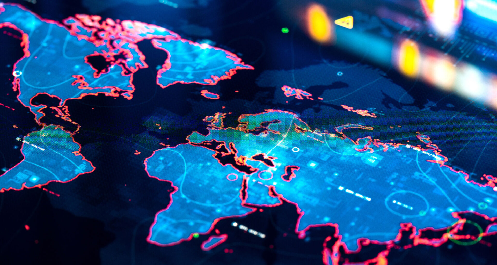 World Map on digital pixelated display