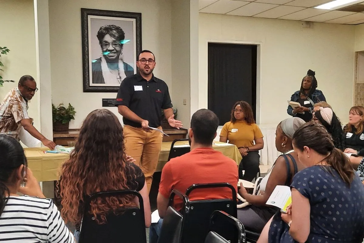 A group meeting at the Vicars Community Center.