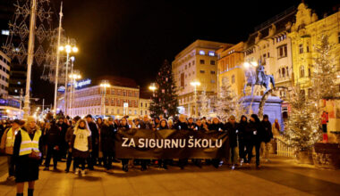 Thousands of People with Candle Lanterns march in Croatia under the Slogan "For a Safe School"