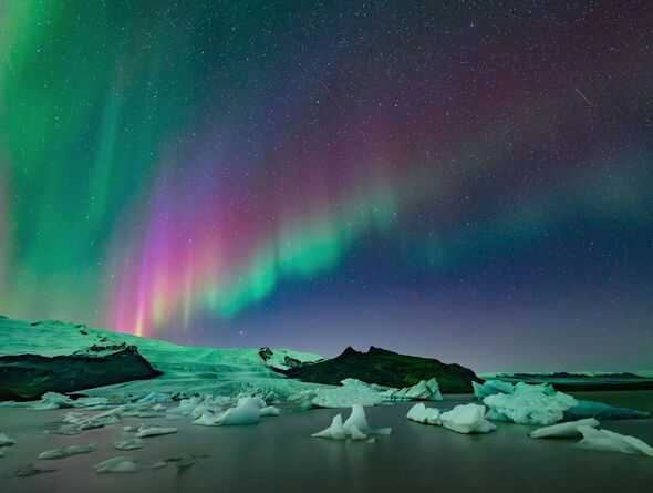 Scenic view of sea against sky at night,Fjallsarlon Glacier Lagoon,Iceland