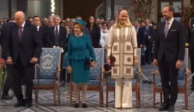 King Harald leads Norway's royals at the Nobel Peace Prize ceremony