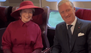 King Philippe and Queen Mathilde take a ride on a train