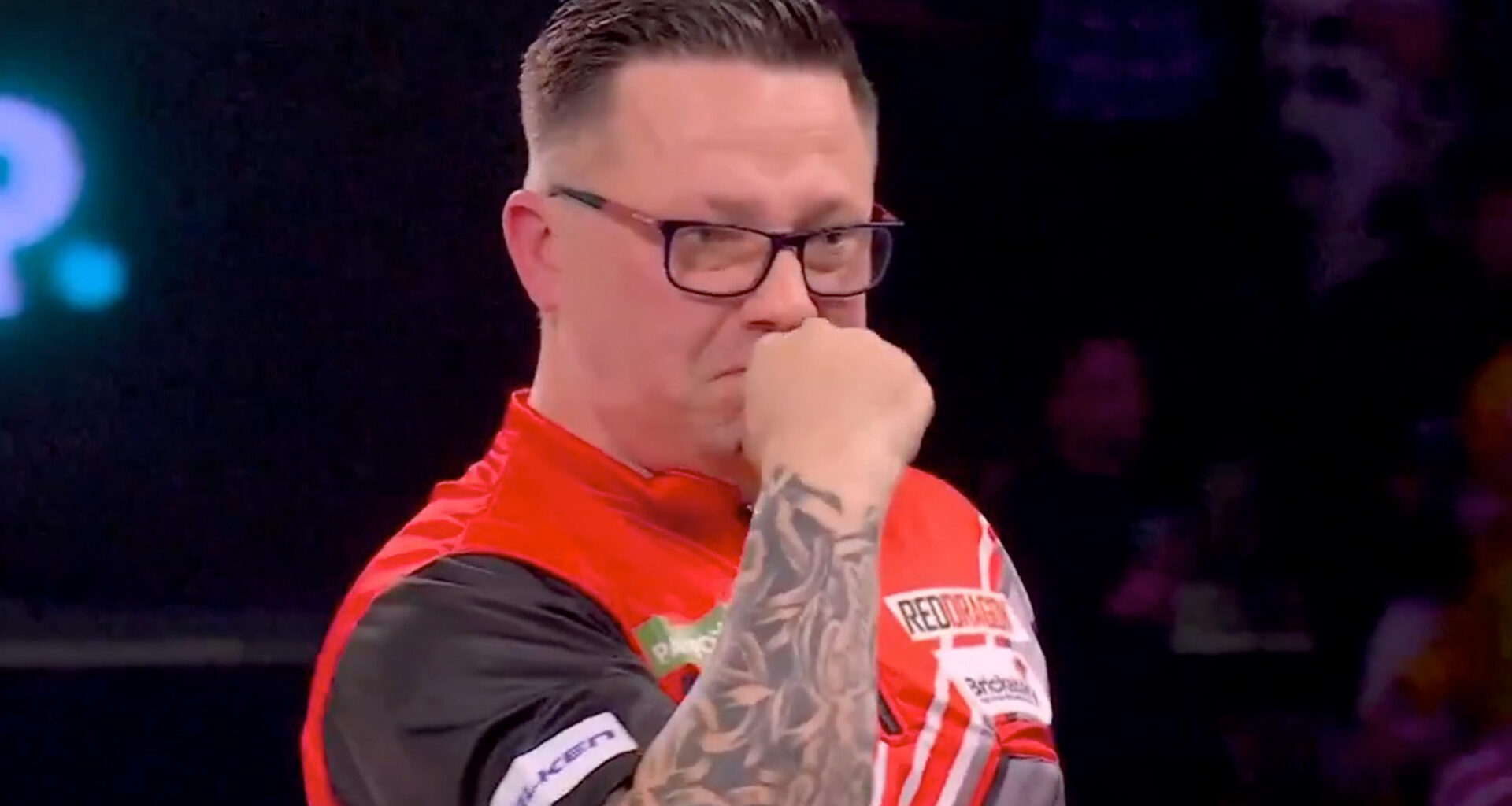 Darts journeyman and Iceland delivery driver fights back tears as he retains tour card with biggest win of his life